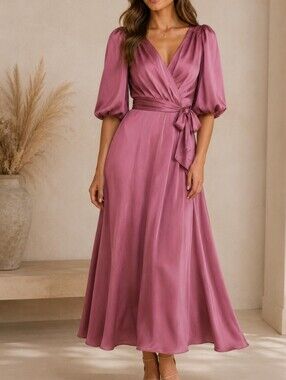 NWT Esprit Elegant Old Money Vibes Cold Shoulder Maxi Belted Dress S12